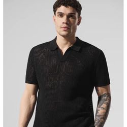 SELL TODAY - Men’s BRAND NEW ALO YOGA Open-Knit Polo Sz LARGE