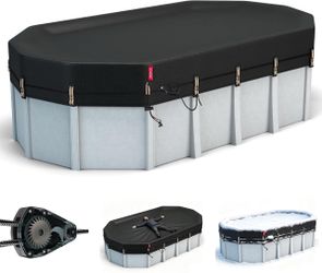 15x30 Ft Oval Pool Cover for Steel Wall Pool, Windproof & Tear-Resistant