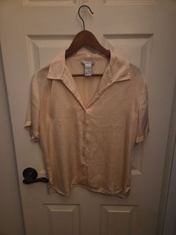 Anna and Frank Cream Satin Button-Up Blouse