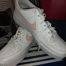 White & Pink Nike Airforce One Shoes