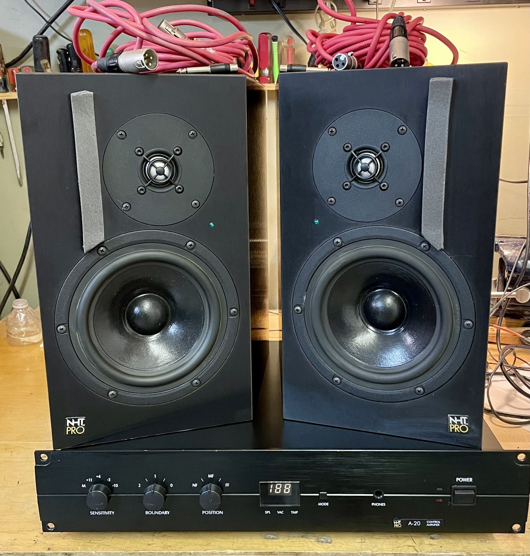 NHT Pro Studio Monitors, Amplifier, and Cables
