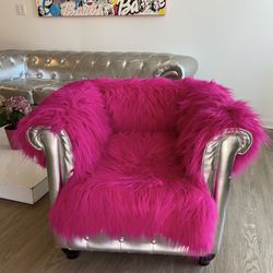 Designer Pink Fur Chair 