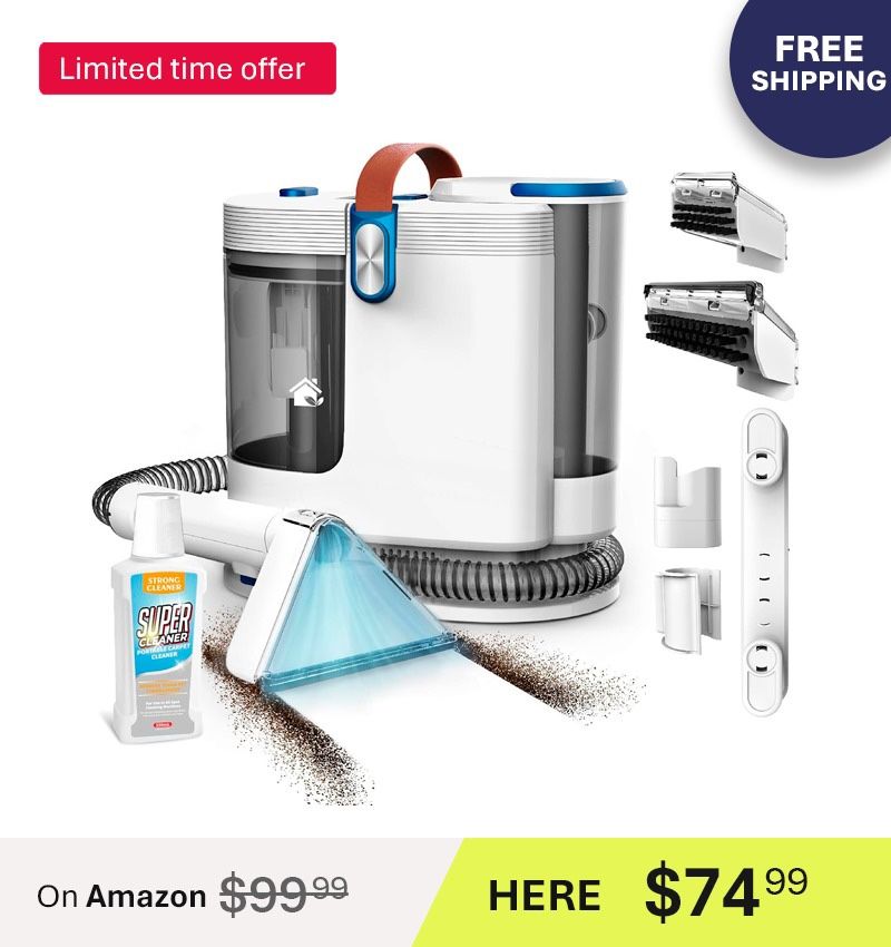 Portable Carpet Cleaner Machine | Powerful 500W Suction + Dual Water Tank