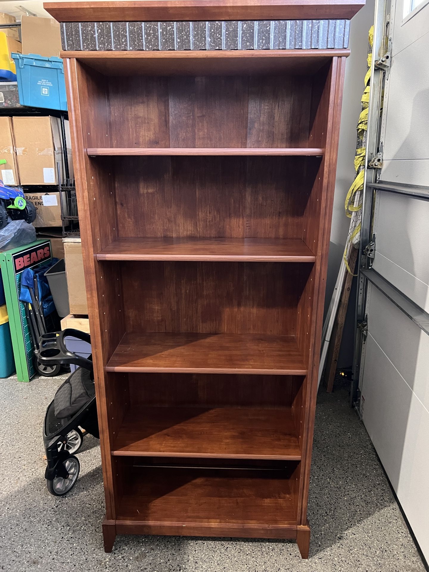 Five Shelf Brown Wooden Bookcase