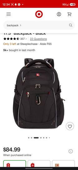 Swiss Gear Black Backpack 17.5"