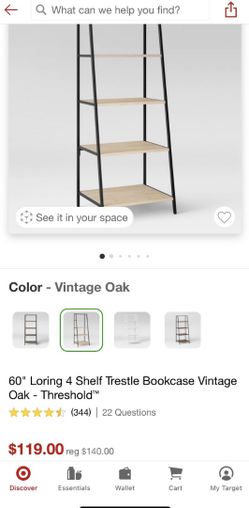 60" Loring 4 Shelf Trestle Bookcase -Vintage Oak- Threshold