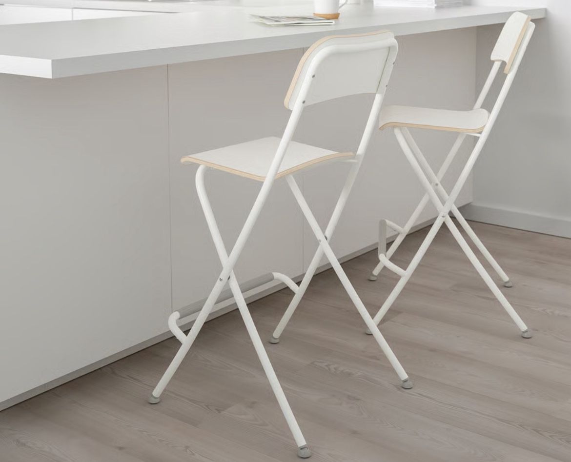 2 FRANKLIN Bar stool with backrest, foldable, white, 24 3/4 "