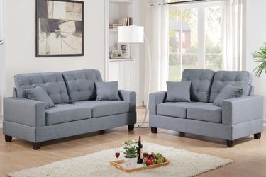 Brand new light gray/black/brown 72" sofa + 58" loveseat 2PCs set