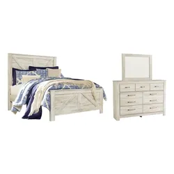 Bellaby Queen Crossbuck Panel Bed with Mirrored Dresser 3-Day Shopping Frenzy
