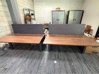 6 Poppin Series L Adjustable Height Desks / Standing Desks - Excellent Condition (Will sell as Pairs or Full Set)
