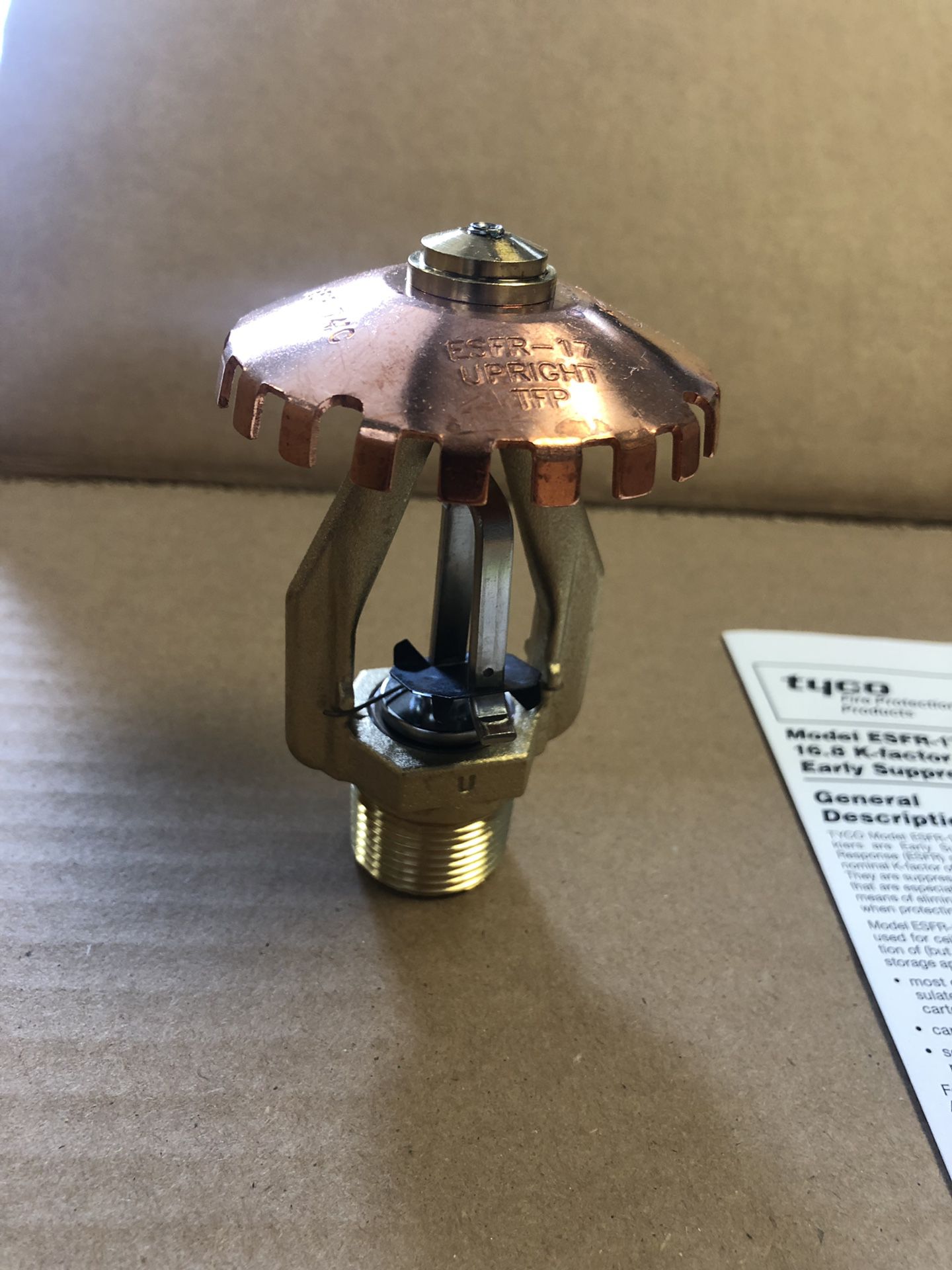 New Tyco TY7126 Upright Brass Sprinkler Head 3/4" NPT 214*F ESFR-17 16.8 K