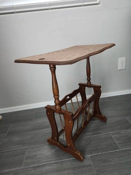 ✅️ Wooden Side Table w/ Magazine Holder• H2ft x D13in x L2ft• Great Condition• $20firm