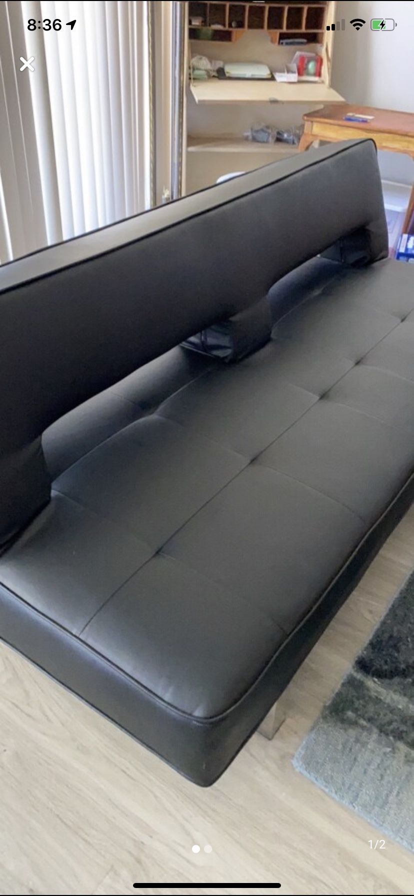 Black leather futon