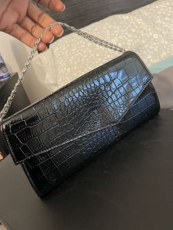 Faux Leather Faux Snake Clutch 