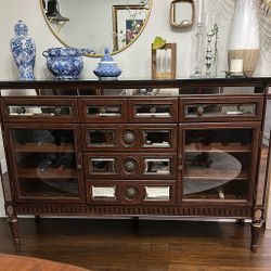 Buffet Wine Storage Console Table with Natural Black Granite Stone Top 