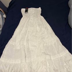 white long opened dress