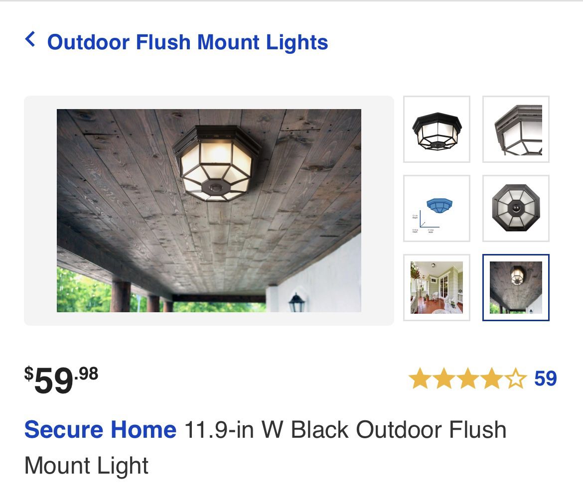 Secure Home 11.9-in W White Outdoor Flush Mount Light