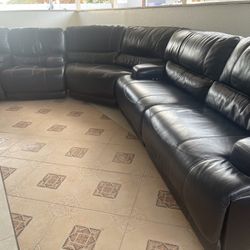 Leather Recliner Sectional 