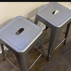 Silver Bar Stools Set Of 2