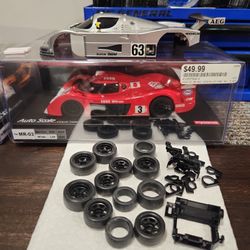 2 New Kyosho Mini  Z Lm Bodies With Extra Wheels, Tires And Lm Motor Mount