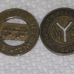 VINTAGE 1950 El Paso Bus Lines Token & VINTAGE 1970 New York Transit Authority Token