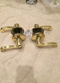 6 Brand new brass Kwikset Lido door levers