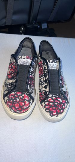 COACH Floral Rose Slip On Shoes Ivory Beige Boho Vintage Y2K Women's shoes size 7