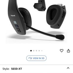 BlueParrott S650-XT Bluetooth Wireless Headphones 96% Noise Canceling Over Head Trucker Headset with Mic, 2-in-1 Convertible Stereo to Mono with ANC, 
