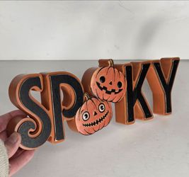 Ashland Halloween Spooky Tabletop Decor Vintage Style Pumpkin Sign Pumpkins