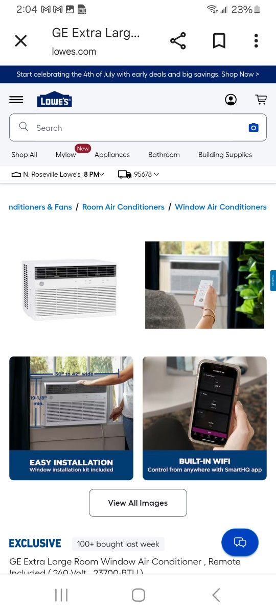 GE XL WINDOW AC 23700-BTU