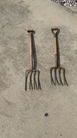 Lot of 2 Vintage Garden Pitchforks