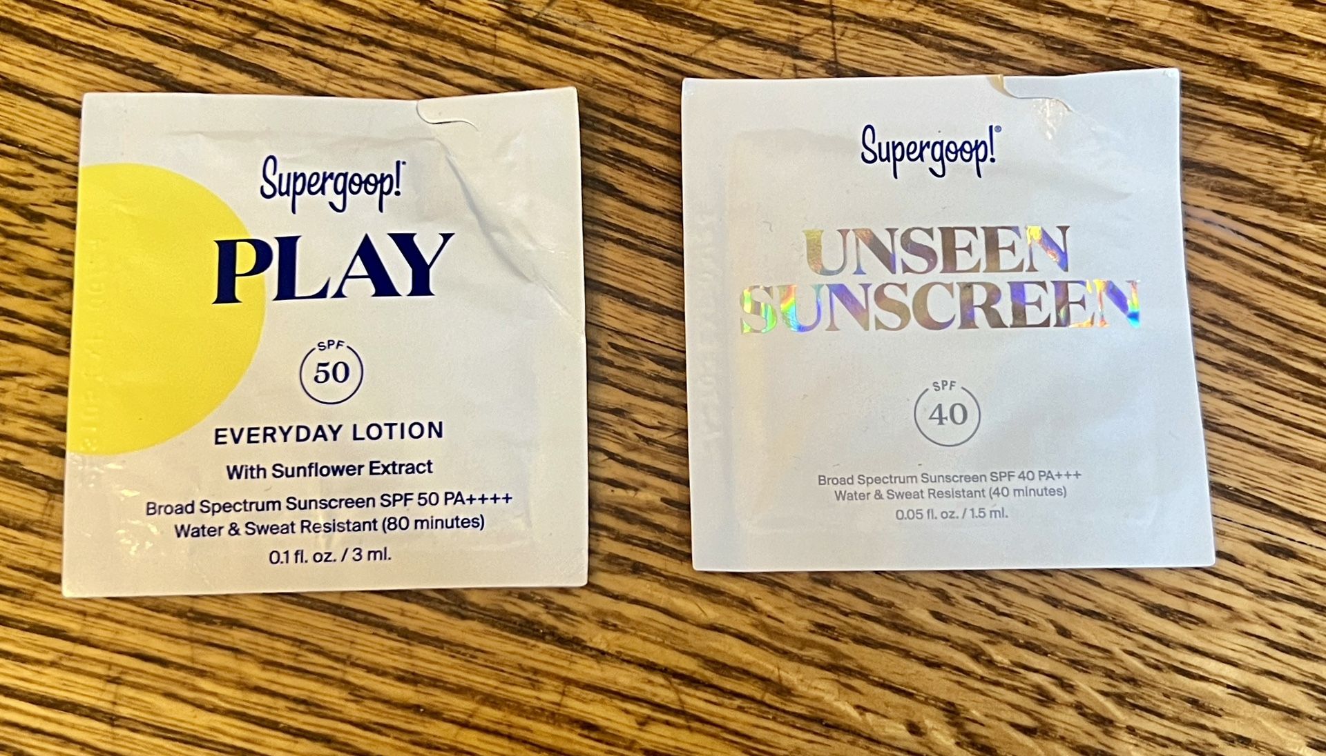 Supergoop! Play Everyday Lotion and Unseen Sunscreen Samples
