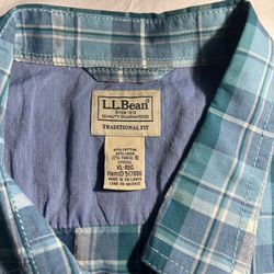 L.L. Bean Short Sleeve Plaid Button Up Shirt Size Xl- Reg