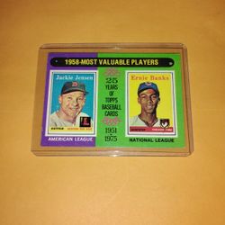 Vintage Old 1975 Topps Baseball Card - Ernie Banks & Jackie Jensen