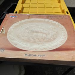 18" Inch Turkey Platter CORDON BLEU Made in Portugal White Ceramic with Box
