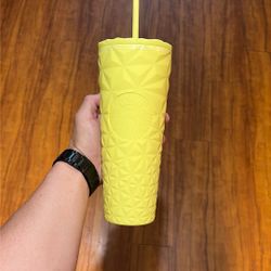 Summer 2025 Starbucks YELLOW Geometric Tumbler 24oz Cold Cup