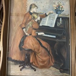 Vintage Framed Renoir Print – Girls at the Piano – 16” x 13” 