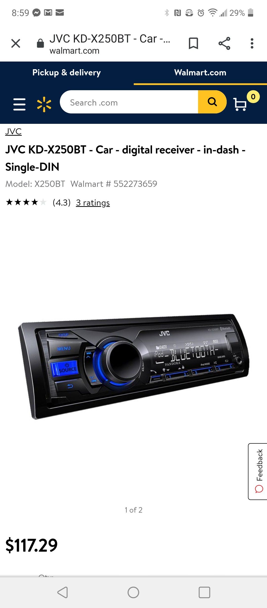 Jvc Bluetooth car stereo. Works great kd-x250bt