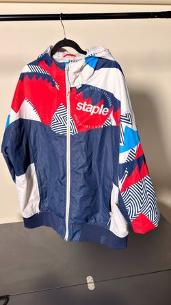 Staple Pigeon Hooded Windbreaker Jacket Red Navy White Men’s 3XL