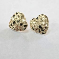 10kt Gold Heart Nugget Earrings 