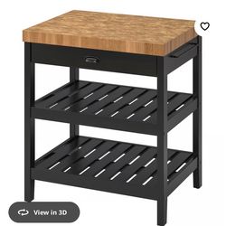 VADHOLMA Kitchen island, black/oak, 31 1/8x24 5/8x35 3/8 "