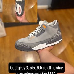 Jordan 3 Cool Grey Size 9.5 Very Clean