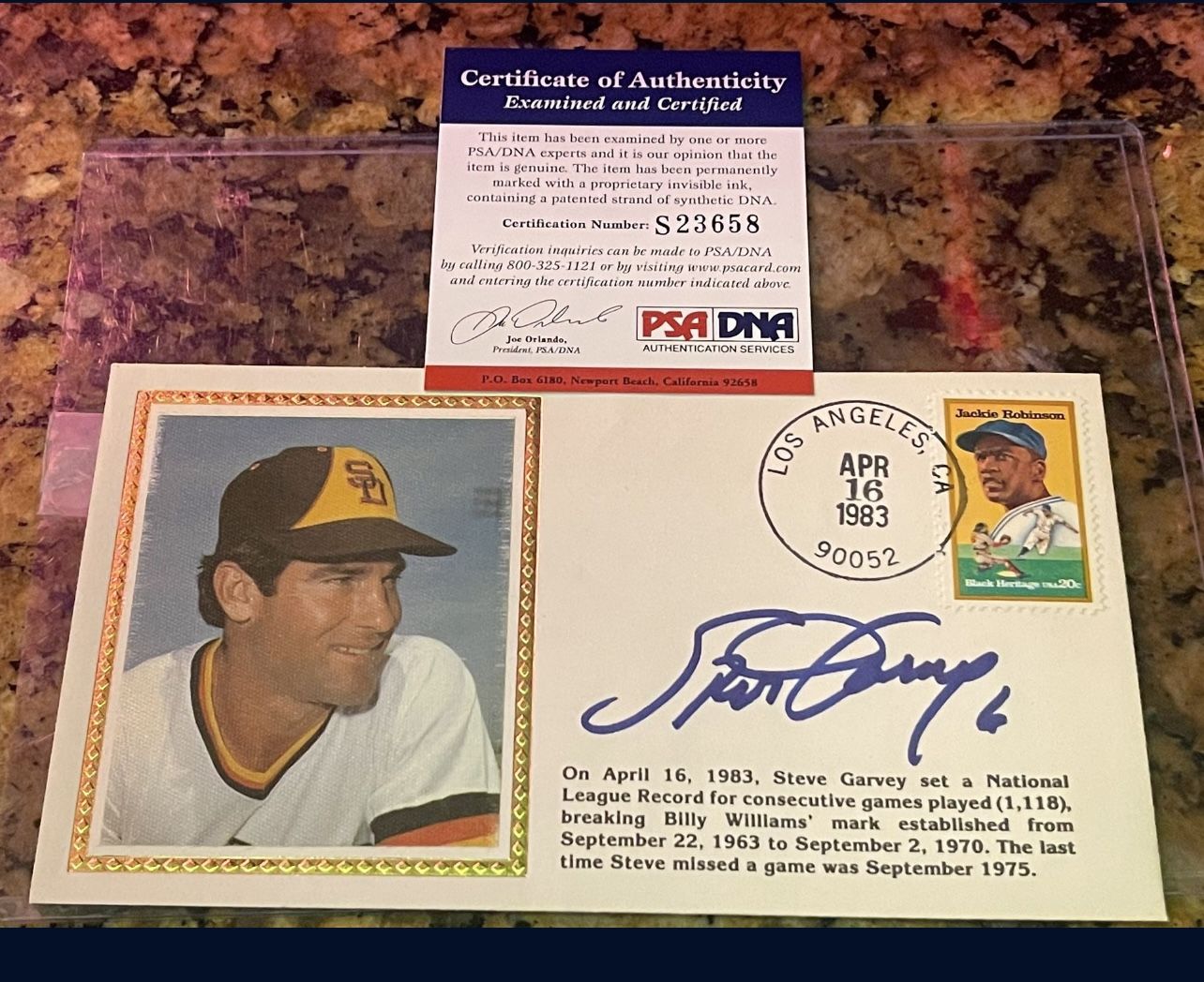 PSA DNA STEVE GARVEY SIGNED FDC FIRST DAY COVER PADRES ENVELOPE