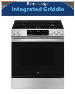 GE 30 in. 5-Burners Slide-In Gas Range in Stainless Steel with Crisp Mode
