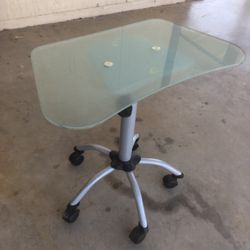 Glass Top Computer/TV Keyboard Table On Wheels