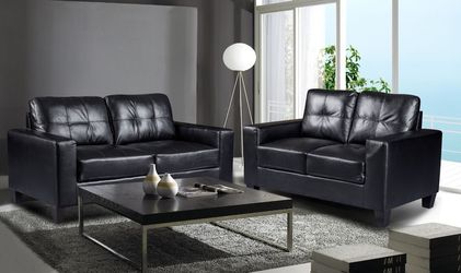 Brand new black leather 74" sofa + 54" loveseat