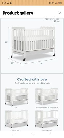 Dream On Me Full Size Carson 3-in-1 Convertible Baby Crib, Locking Wheels