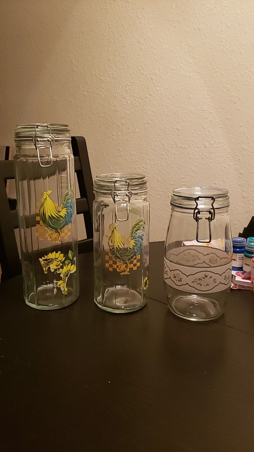 Glass jars with a latch