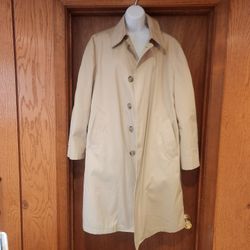 Vintage London Fog Beige Rain Trench Coat Size Large