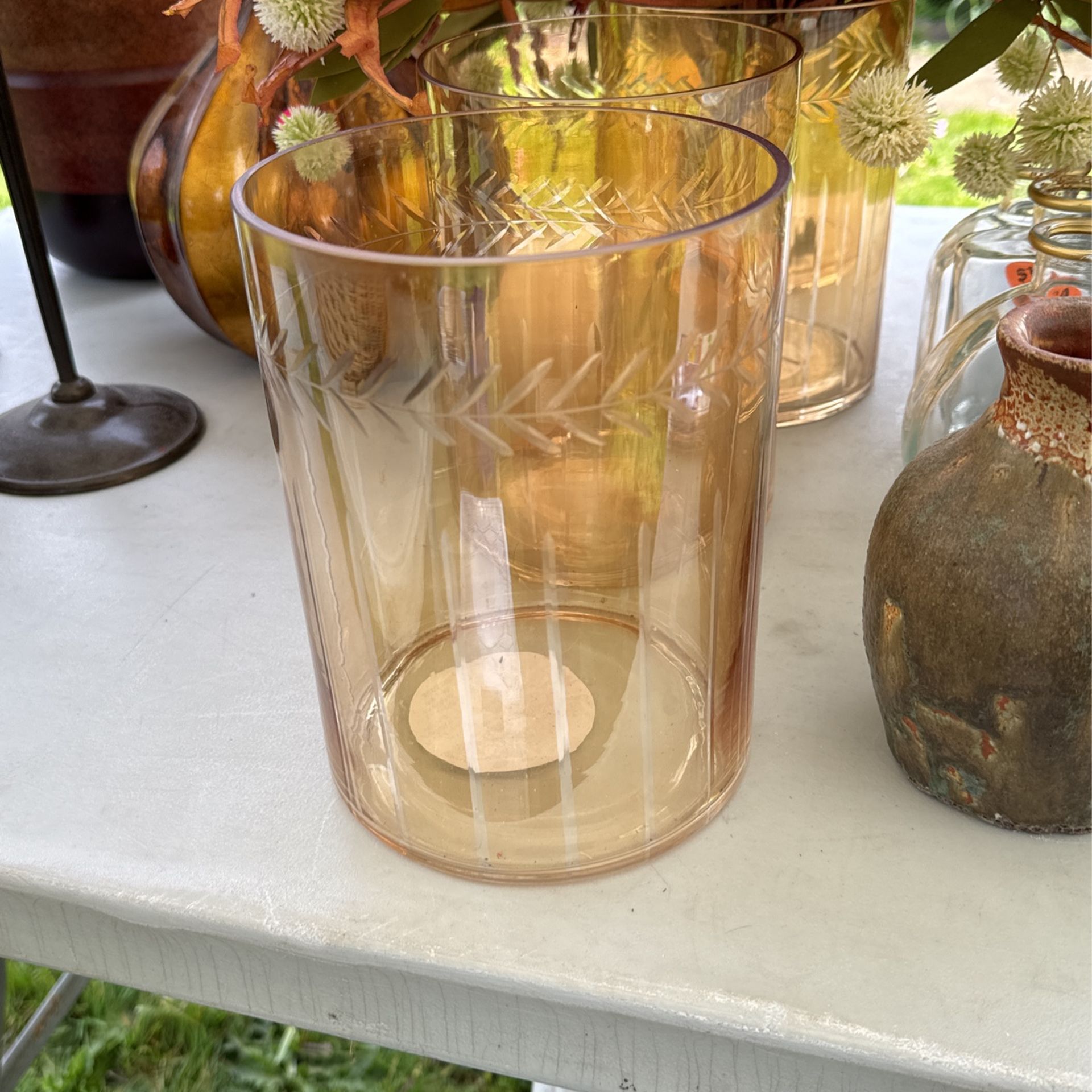  Cut Glass Hurricane Vase